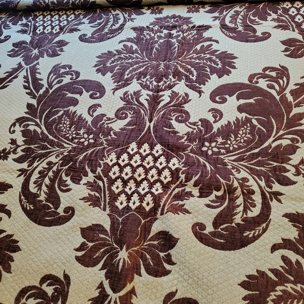 5 Yards of Chenille Damask Mint Brown